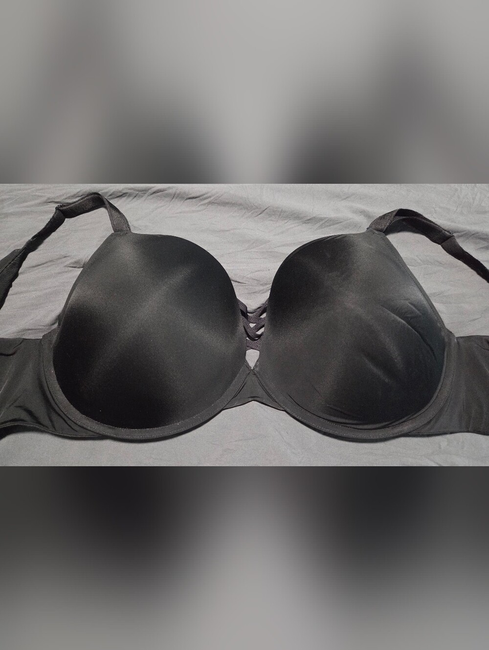Black Strap-Detail Push-Up Bra